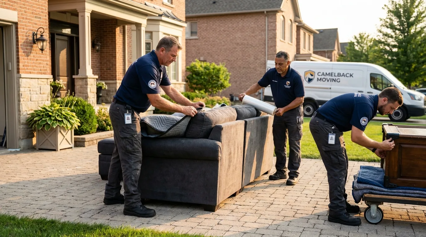 Large estate moving crew wrapping furniture in Milan, OH