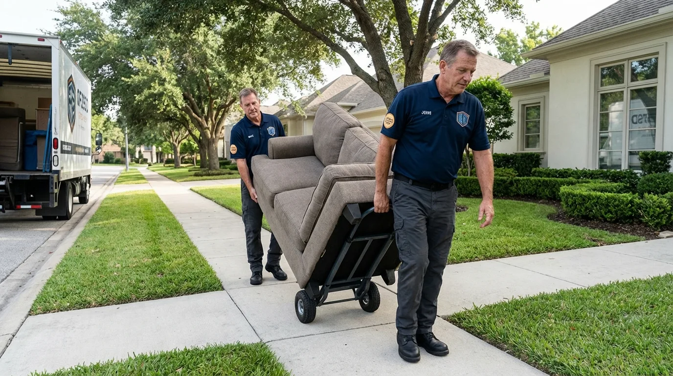 Local residential moving crew loading furniture in Milan, OH